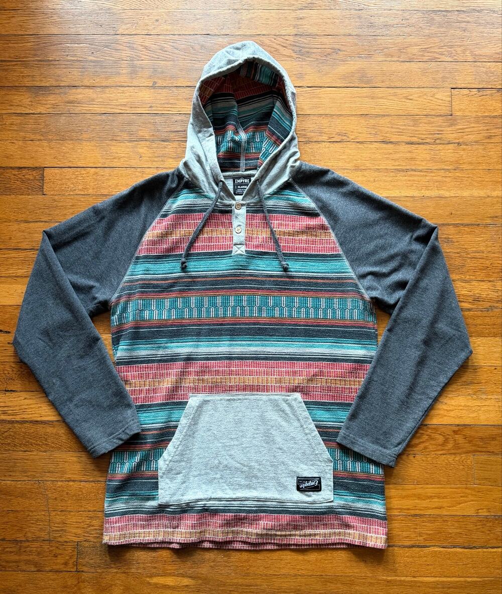 EMPYRE Multicolored Geometric Print Hoodie Mens sz XL (fits like a Large)